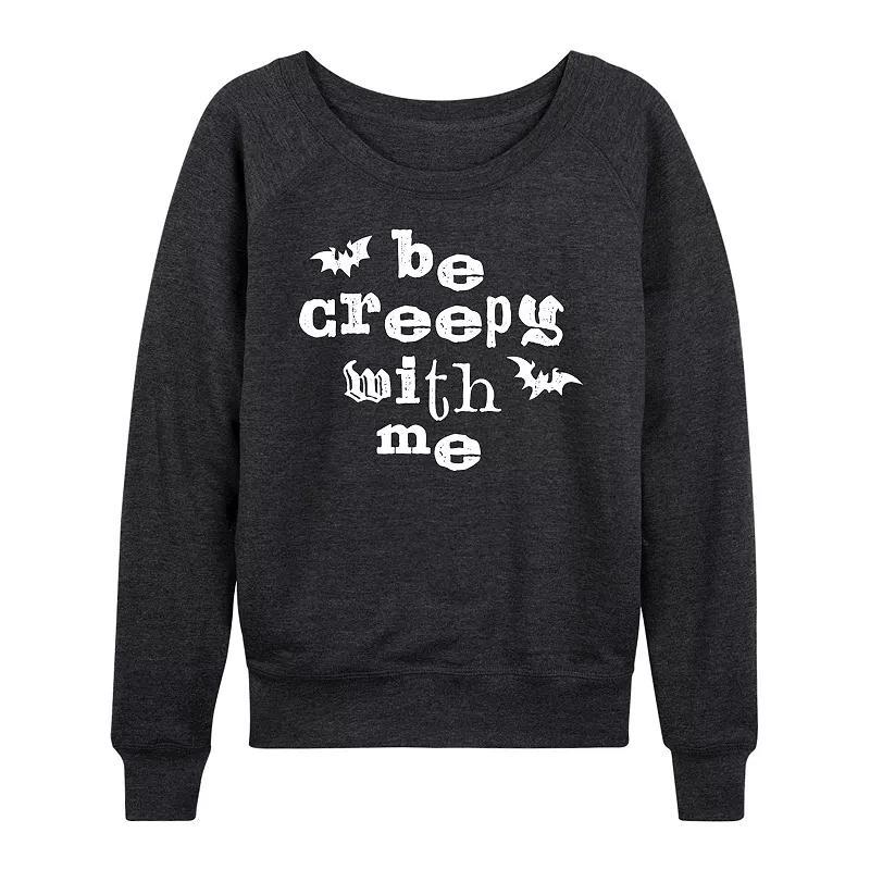 Womens Be Creepy With Me Bats Pullover Grey Dark Red Product Image