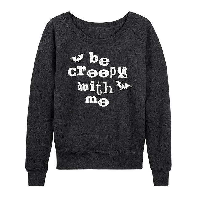 Womens Be Creepy With Me Bats Lightweight French Terry Sweatshirt Grey Blue Product Image