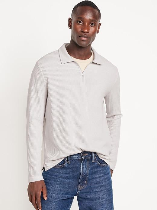 Quarter-Zip Waffle Polo Sweater Product Image