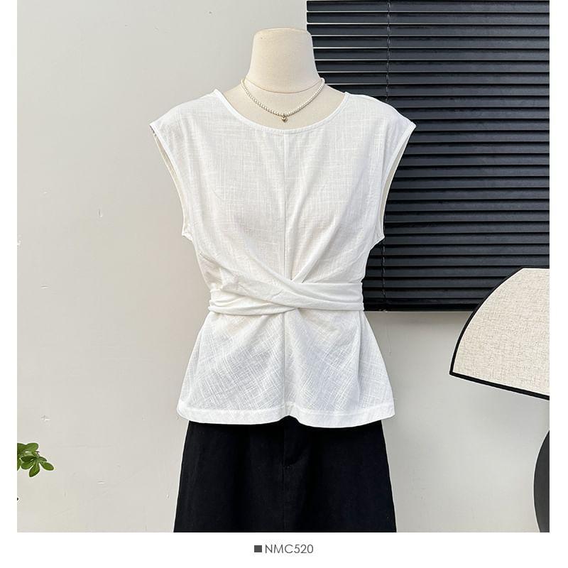 Details Cap-Sleeve Tie-Waist Loose Top Product Image