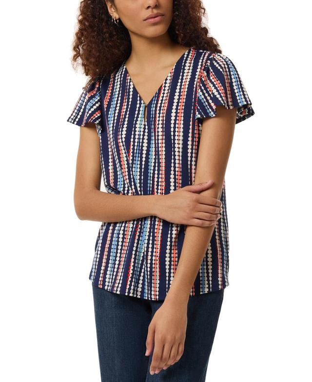 Jones New York Womens Printed V-Neck Moss Crepe Top Product Image