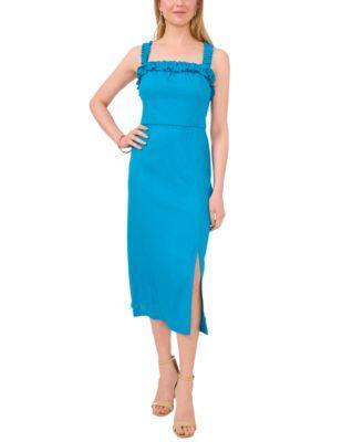 1.state Womens Ruffled Square-Neck Sleeveless Midi Dress Product Image