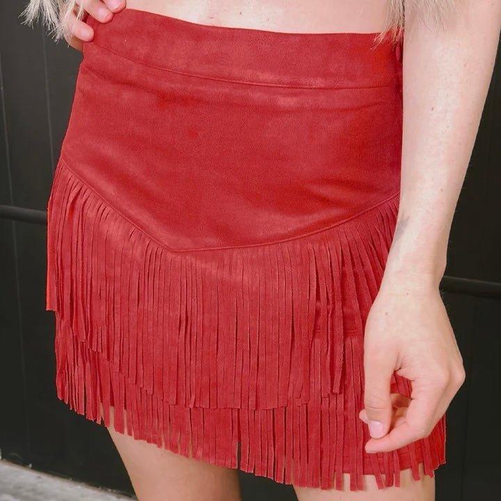 Fort Worth Fringe Skirt Red Product Image