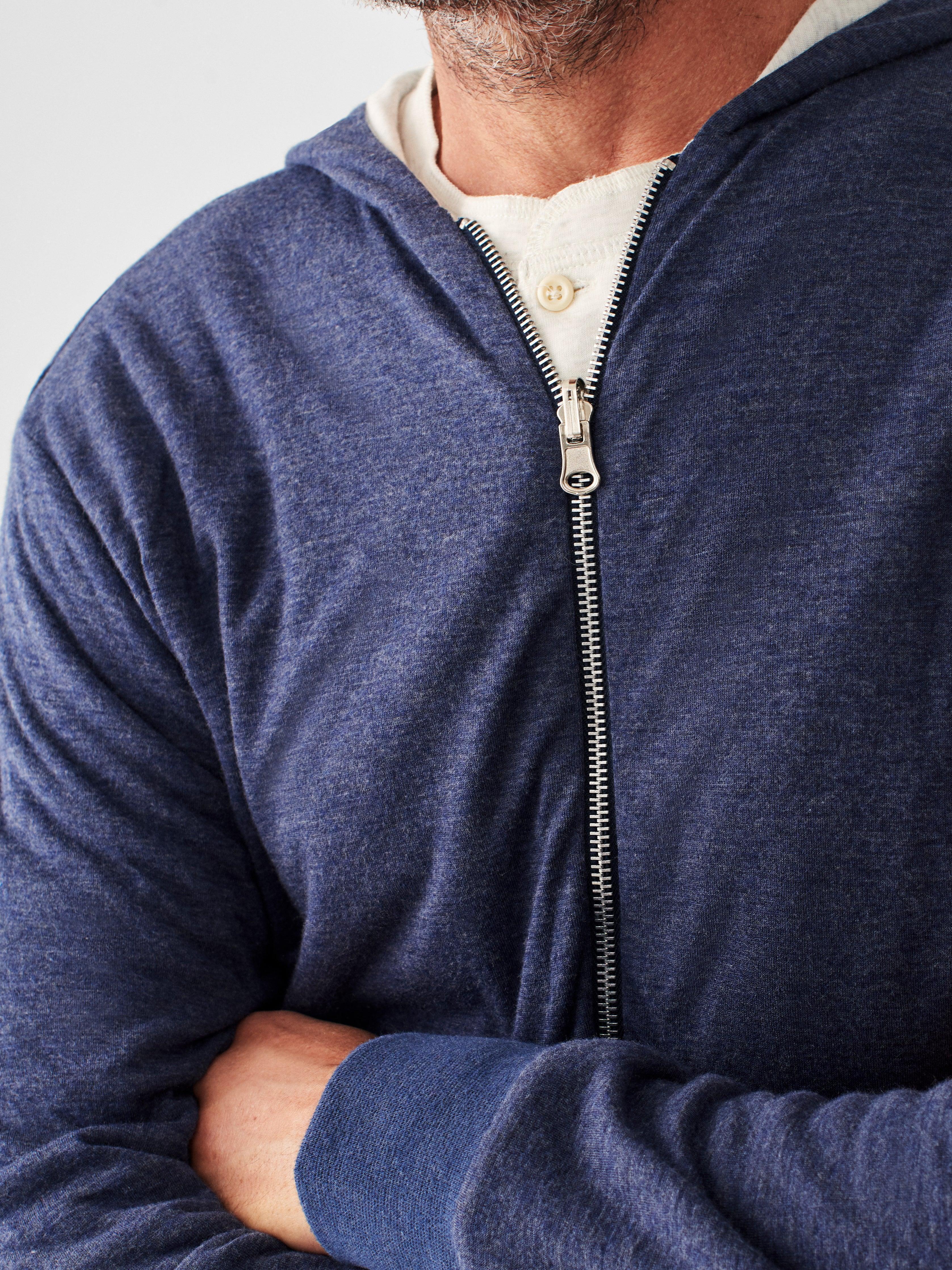 Cloud Cotton Reversible Zip Hoodie - Navy Heather Ivory Heather Male Product Image