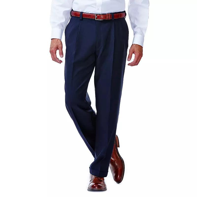 Mens Haggar eCLo Stria Classic-Fit Hidden Expandable Waist Pleated Dress Pants Product Image