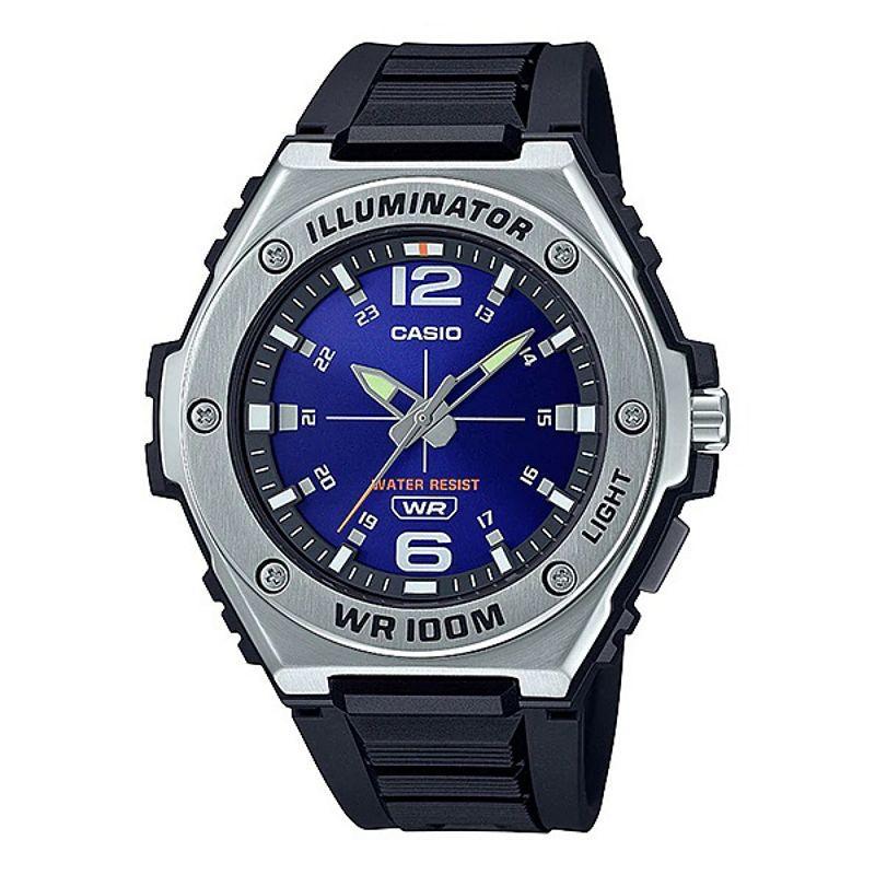 Casio Mens Heavy Duty Illuminator Stainless Steel Bracelet Analog Watch - MWA100H Blue Product Image