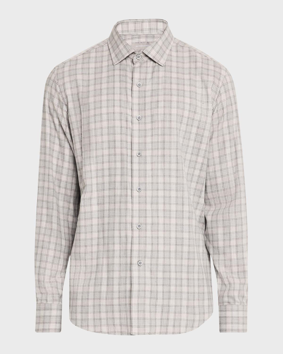 Men's Cotton and Cashmere Check Flannel Sport Shirt Product Image