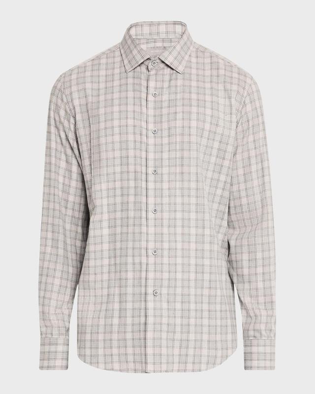 Men's Cotton and Cashmere Check Flannel Sport Shirt Product Image