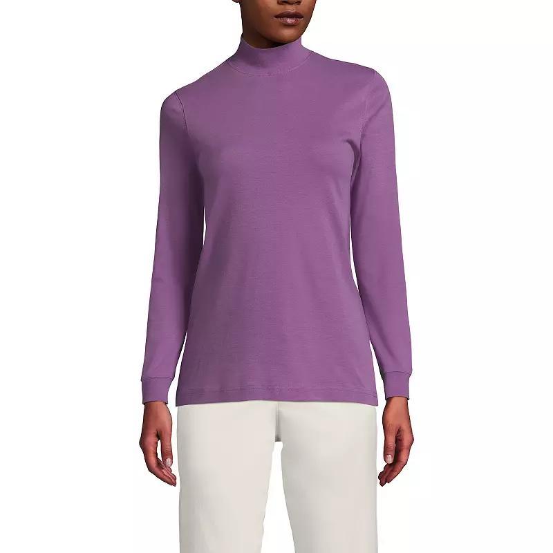 Petite Lands End Relaxed Long Sleeve Mockneck Top, Womens Product Image