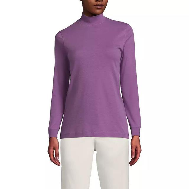 Petite Lands End Relaxed Long Sleeve Mockneck Top, Womens Product Image