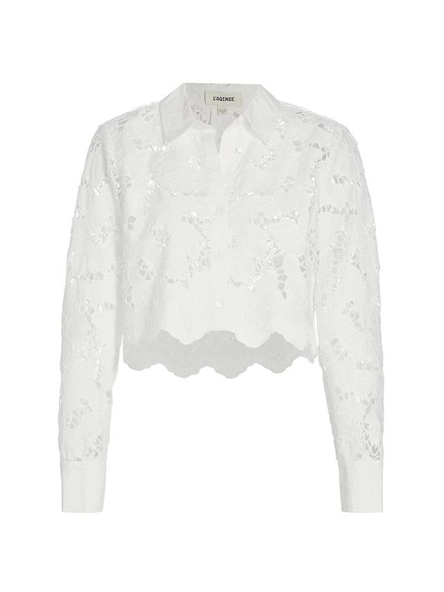 Womens Seychelle Floral Cotton Eyelet Crop Blouse Product Image