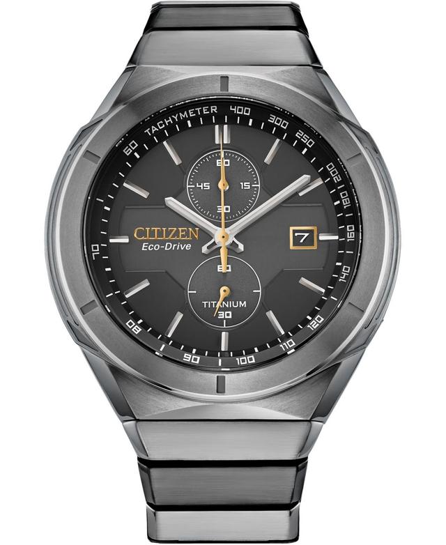 Citizen Mens Chronograph Armor Eco-Drive Silver-Tone Titanium Bracelet Watch 44mm Product Image