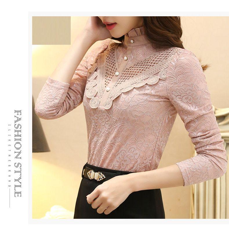 Long-Sleeve Mock-Neck Lace Top Product Image