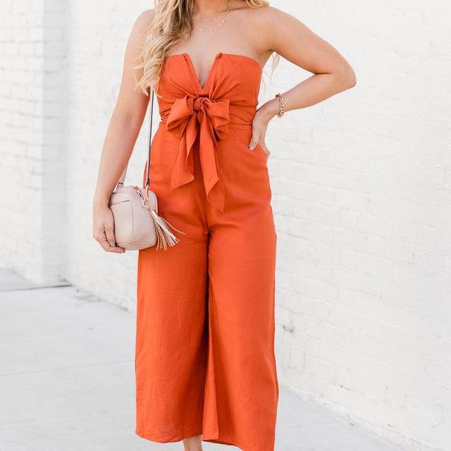 Steady As We Go Rust Strapless Jumpsuit FINAL SALE Product Image