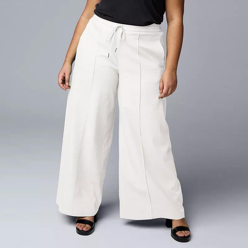 Plus Size Simply Vera Vera Wang Wide Leg Linen Pants, Womens Product Image