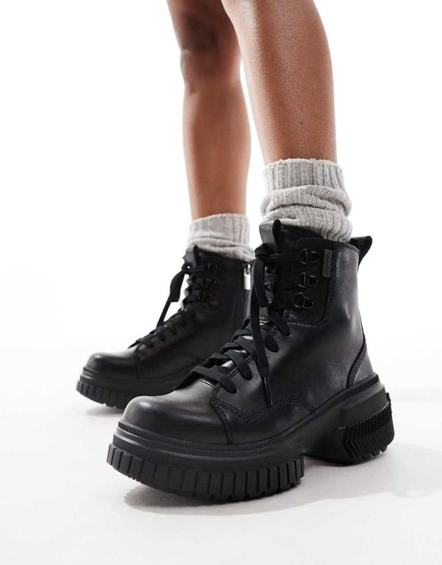 Sorel ONA AVE WP waterproof lace up leather boots in black Product Image