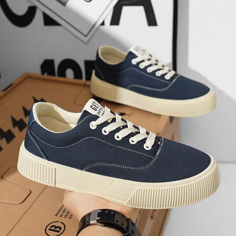 Platform Plain Lace-Up Sneakers Product Image