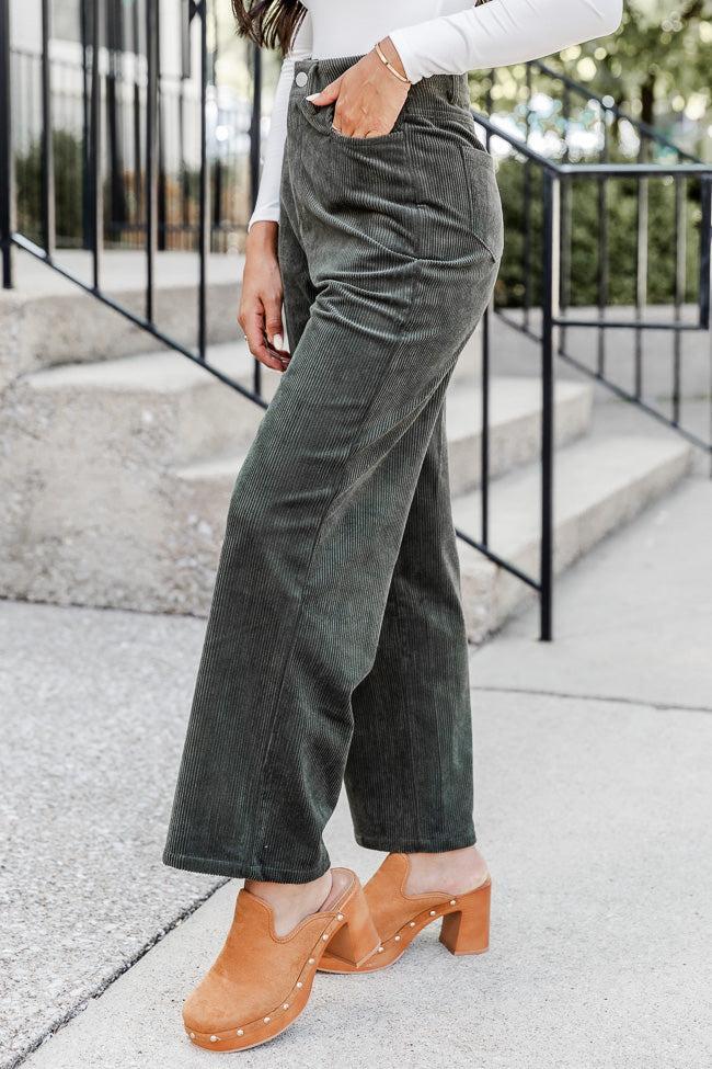 Get To Going Olive Corduroy Straight Leg Pants Product Image