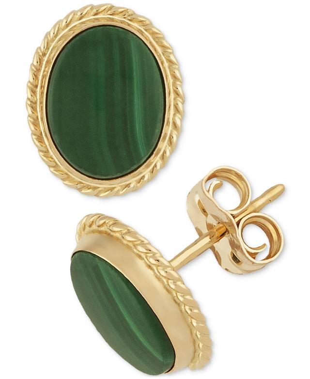 Lapis Lazuli Oval Stud Earrings in 14k Gold (Also - Malachite Product Image