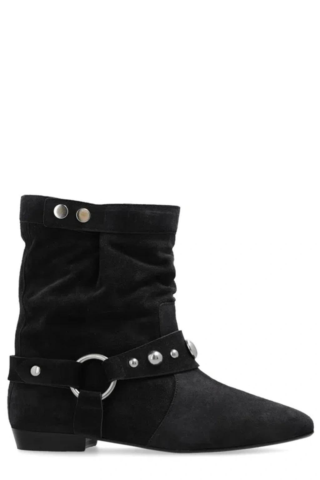 Stania Studded Suede Ankle Boots In Black product image