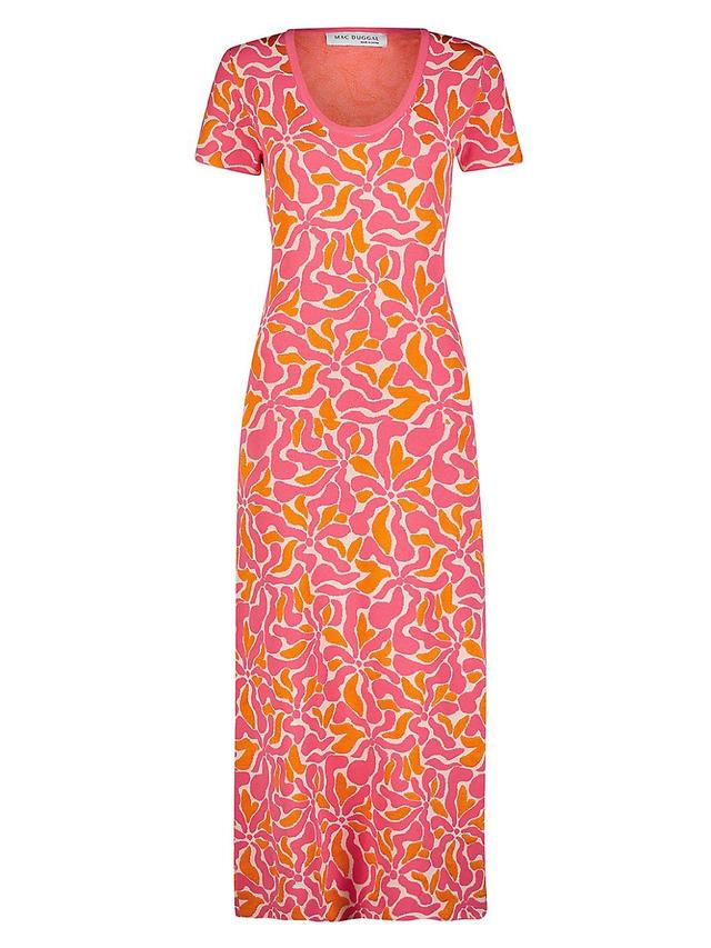 Womens Floral Scoopneck Knit Midi-Dress Product Image