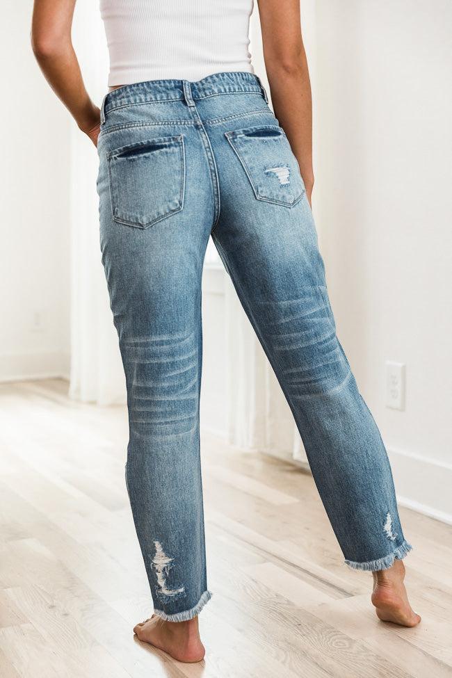 Priscilla Distressed Girlfriend Medium Wash Jeans FINAL SALE Product Image