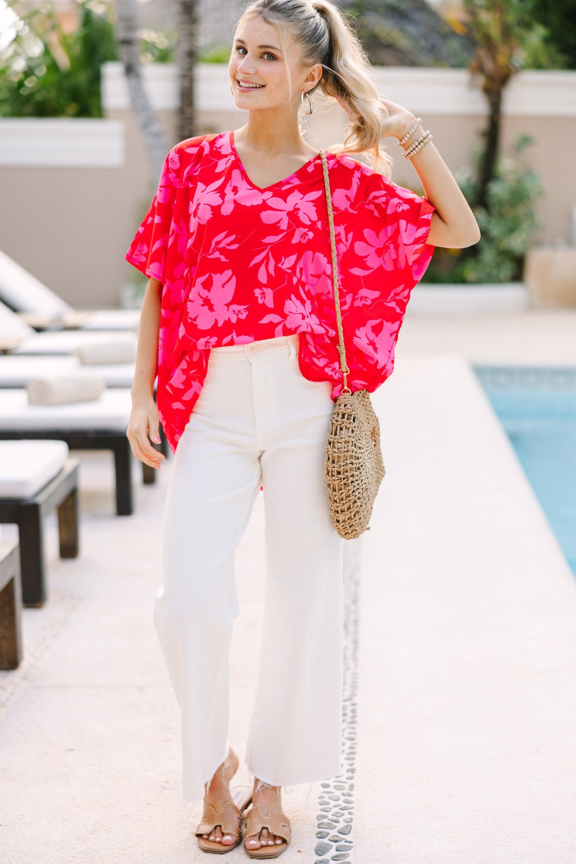 Couldn't Be Better Red Floral Top Female Product Image