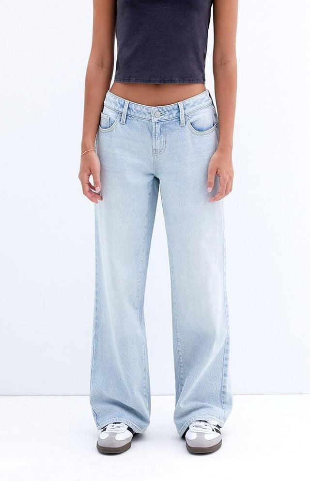 Women's Light Indigo Low Rise Girlfriend Jeans Product Image