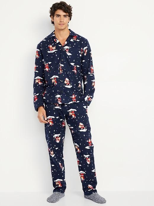 Printed Flannel Pajama Set Product Image