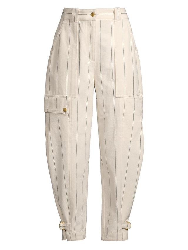 Womens Cotton-Blend Striped Cargo Pants Product Image
