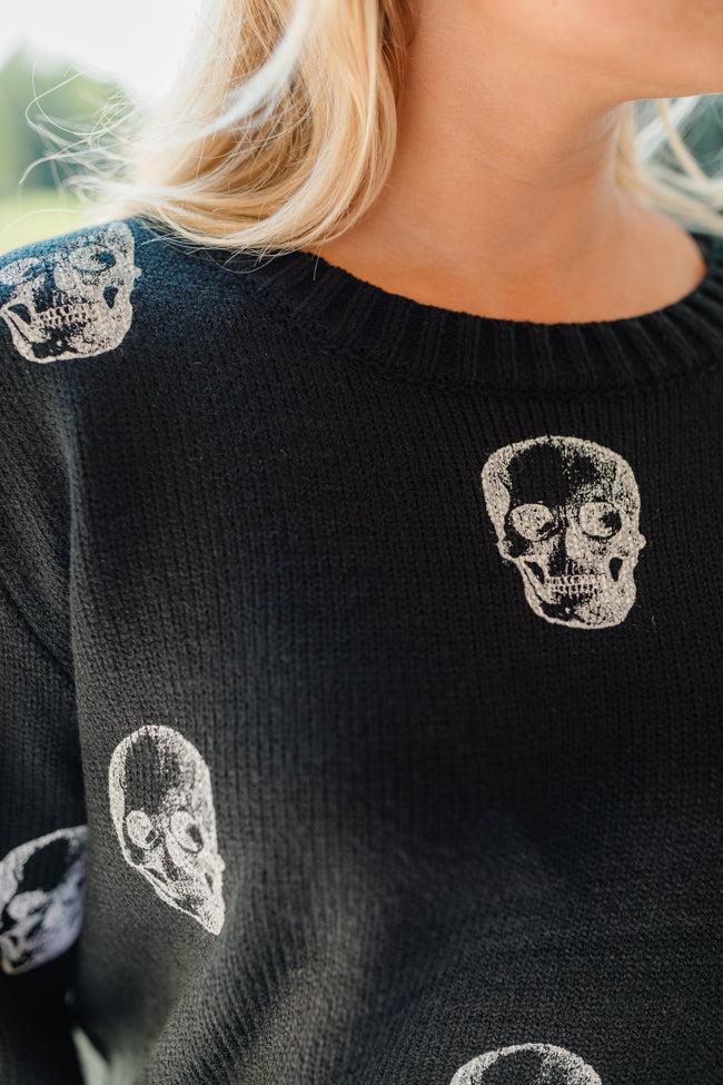 One Cool Ghoul Black Skull Print Sweater FINAL SALE Product Image