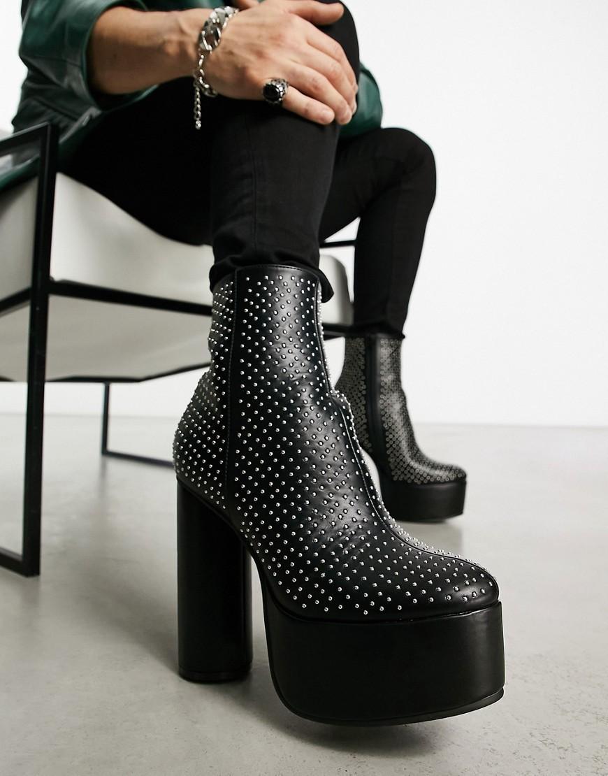 ASOS DESIGN platform heeled chelsea boots with stud detail Product Image