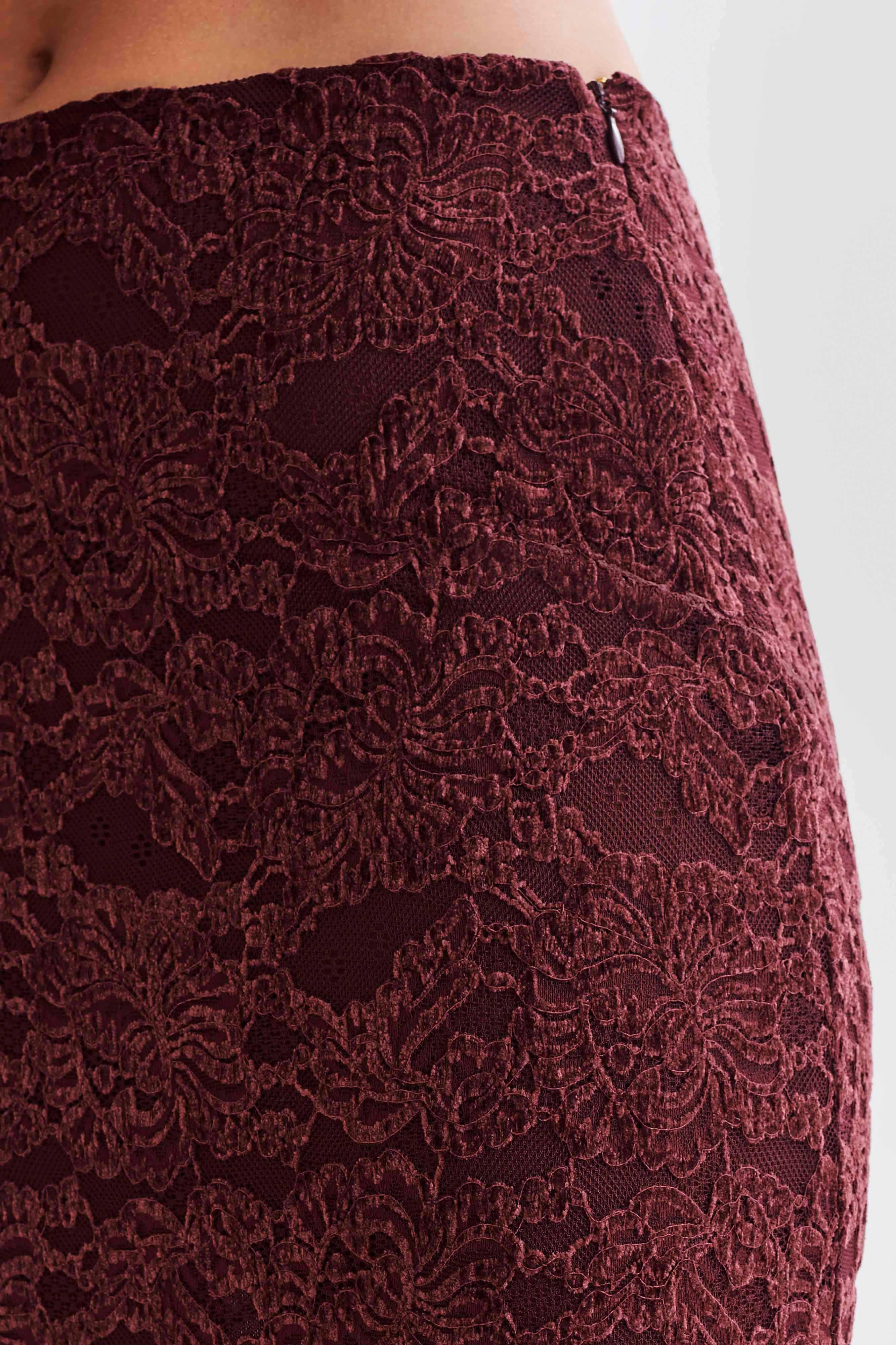 Artemis Lace Plisse Maxi Skirt - Plum Product Image