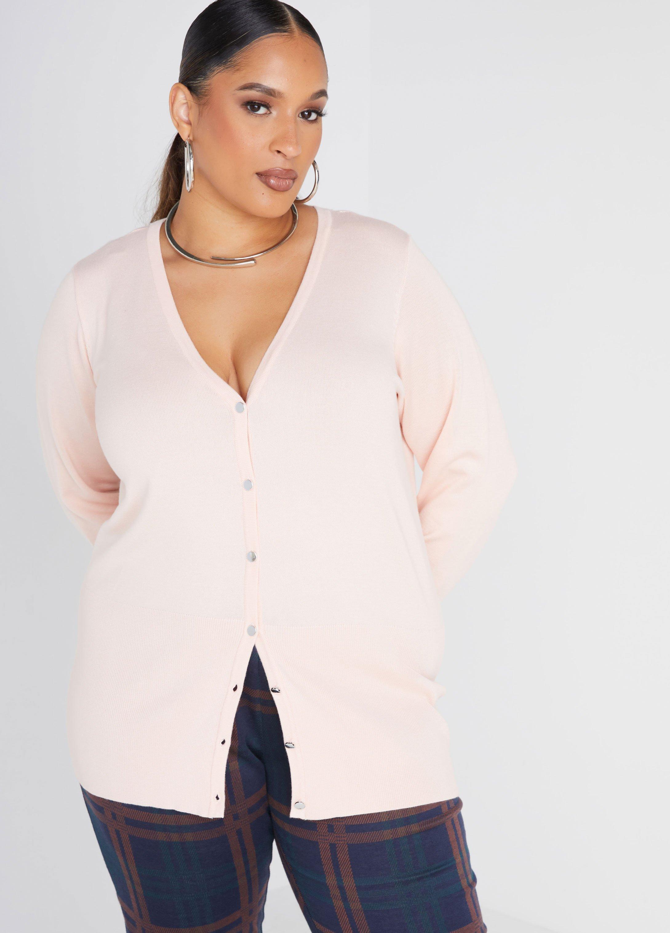 Buttoned Front V Neck Cardigan Product Image