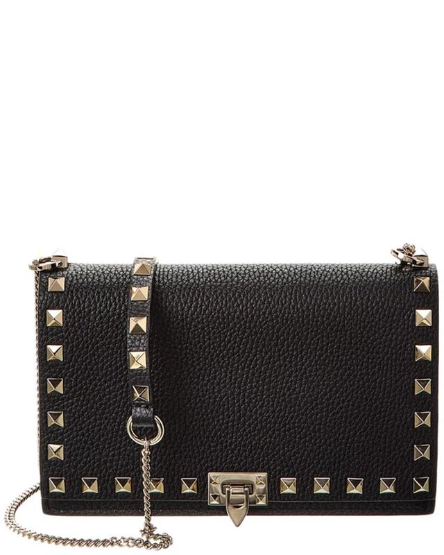 Rockstud Grainy Leather Crossbody In Black Product Image