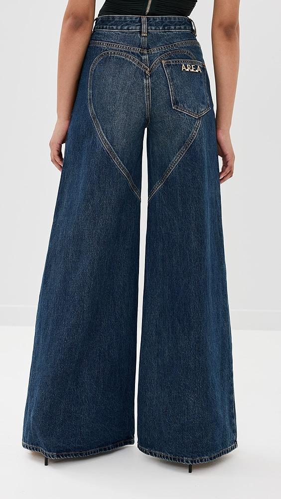 Area Crystal Heart Charm Wide Leg Jeans | Shopbop Product Image