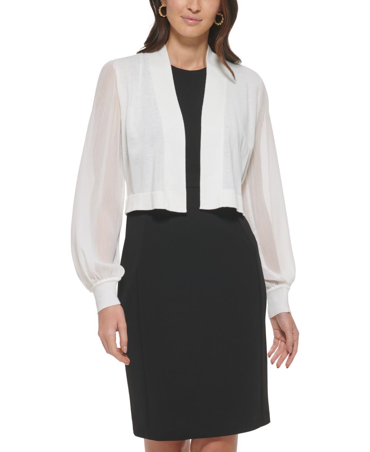 Calvin Klein Womens Chiffon-Sleeve Shrug Product Image