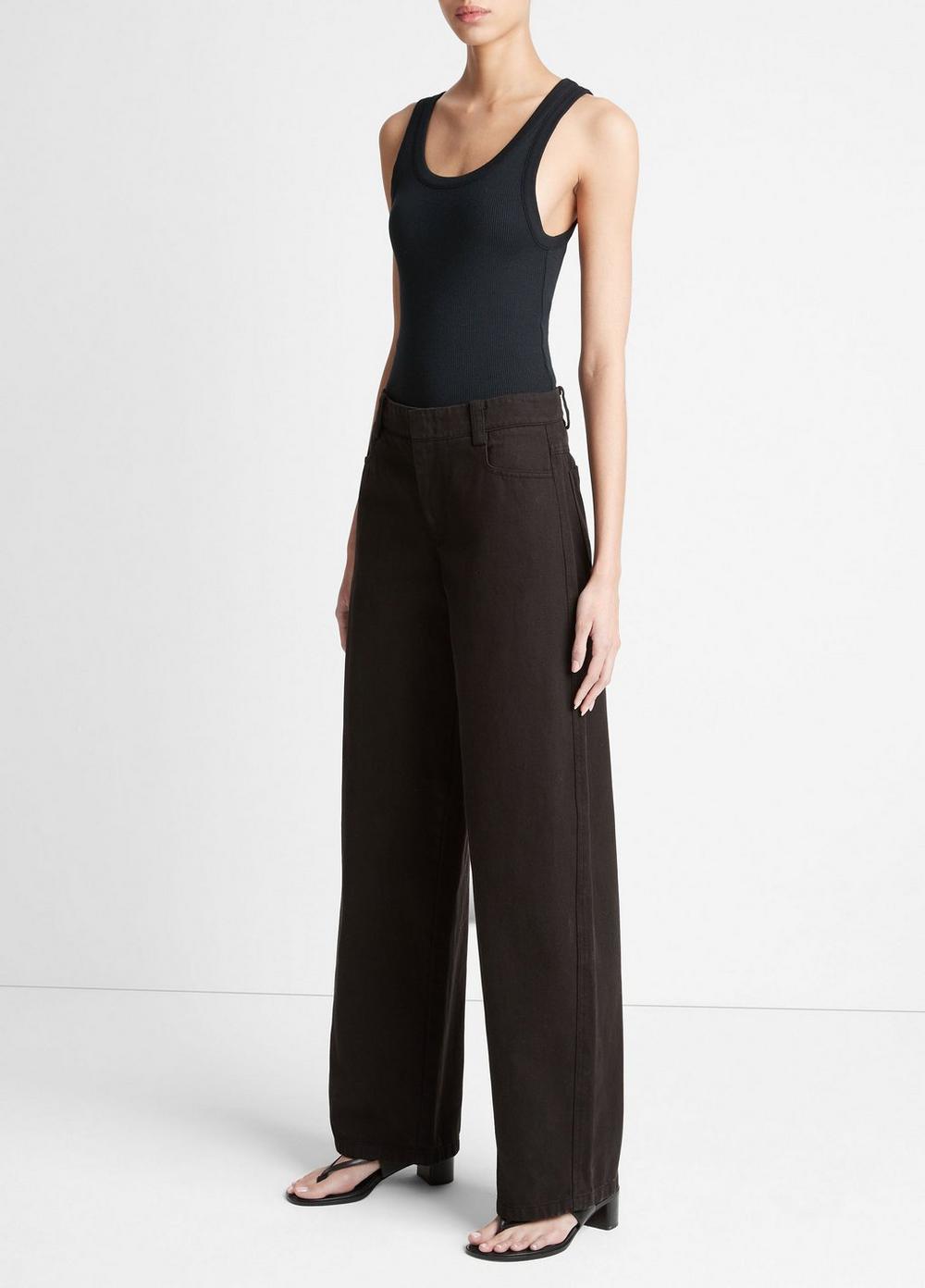 Washed Cotton Twill Wide-Leg Pant Product Image