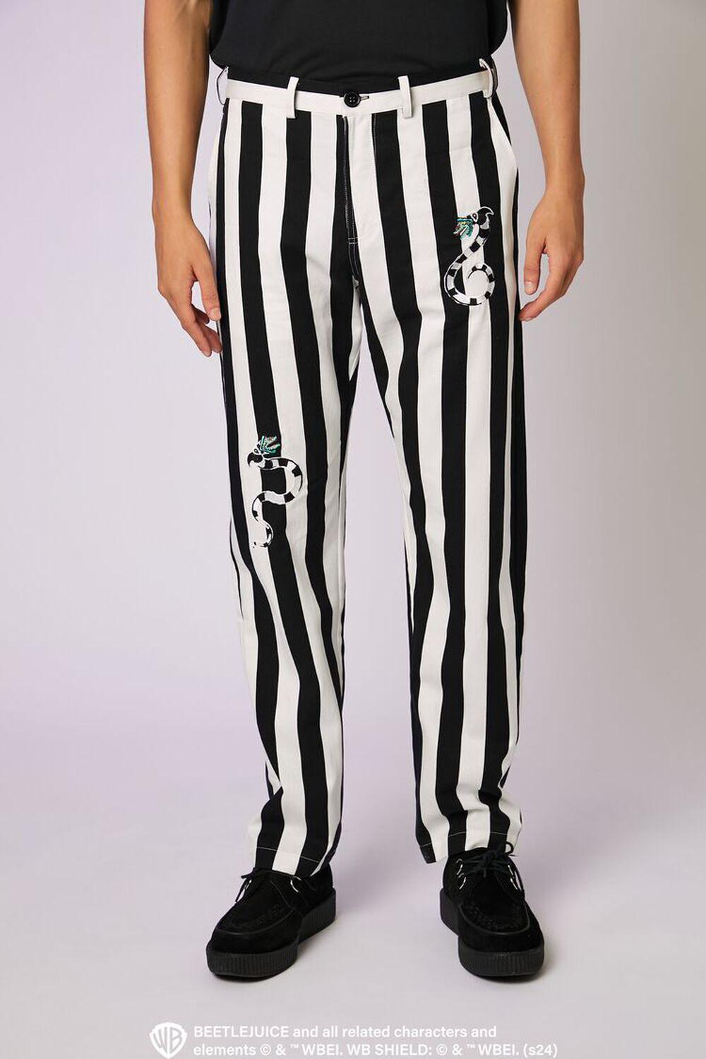 Beetlejuice Beetlejuice Embroidered Striped Pants | Forever 21 Product Image