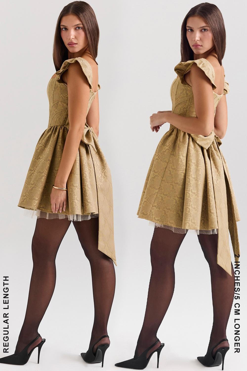 Saasha Gold Jacquard Mini Dress Product Image