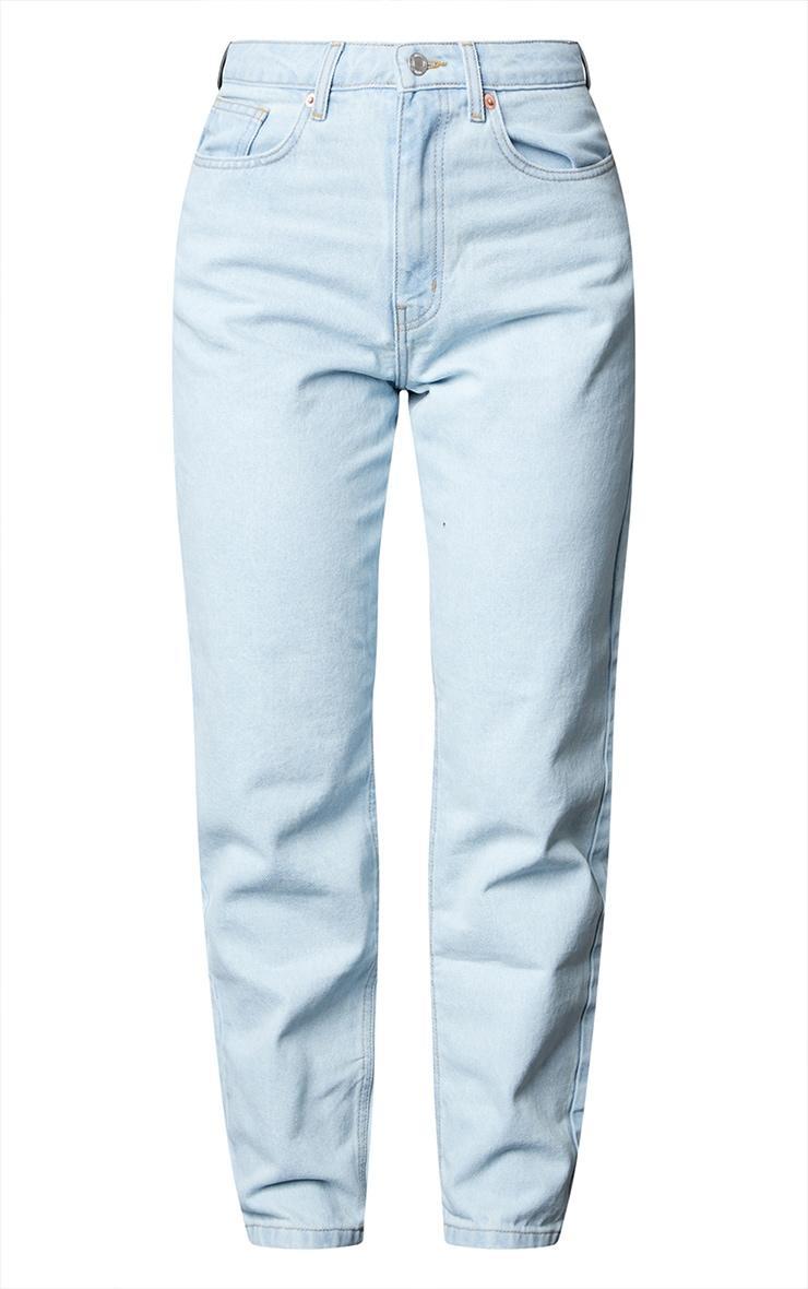 PRETTYLITTLETHING L30 Light Wash Mom Jeans Product Image