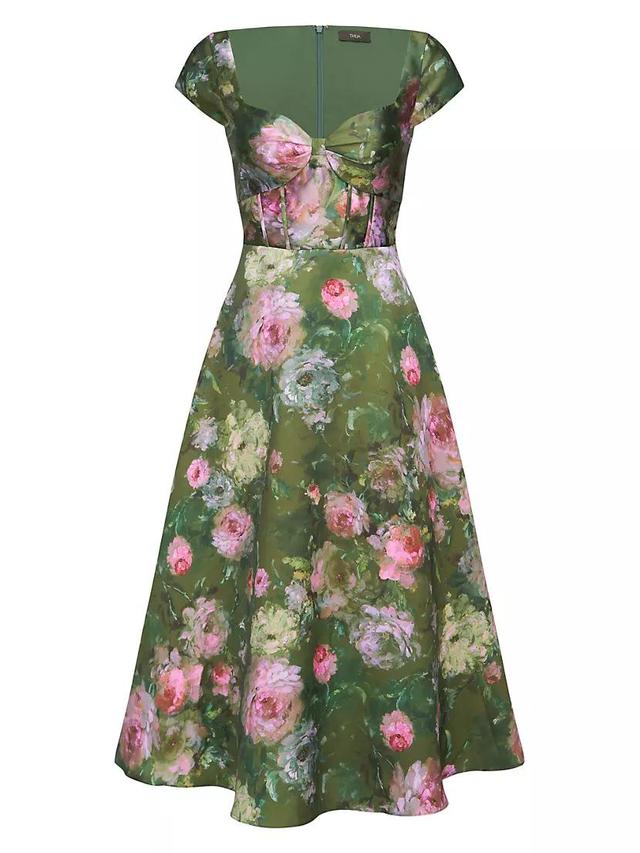 Libby Floral Satin Midi-Dress Product Image