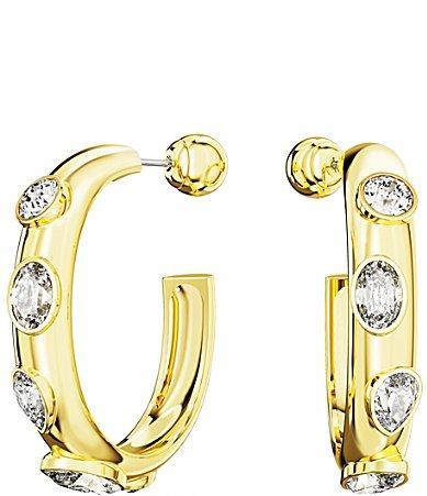 Womens Dextera Goldtone & Crystal Mixed Cuts Hoop Earrings Product Image