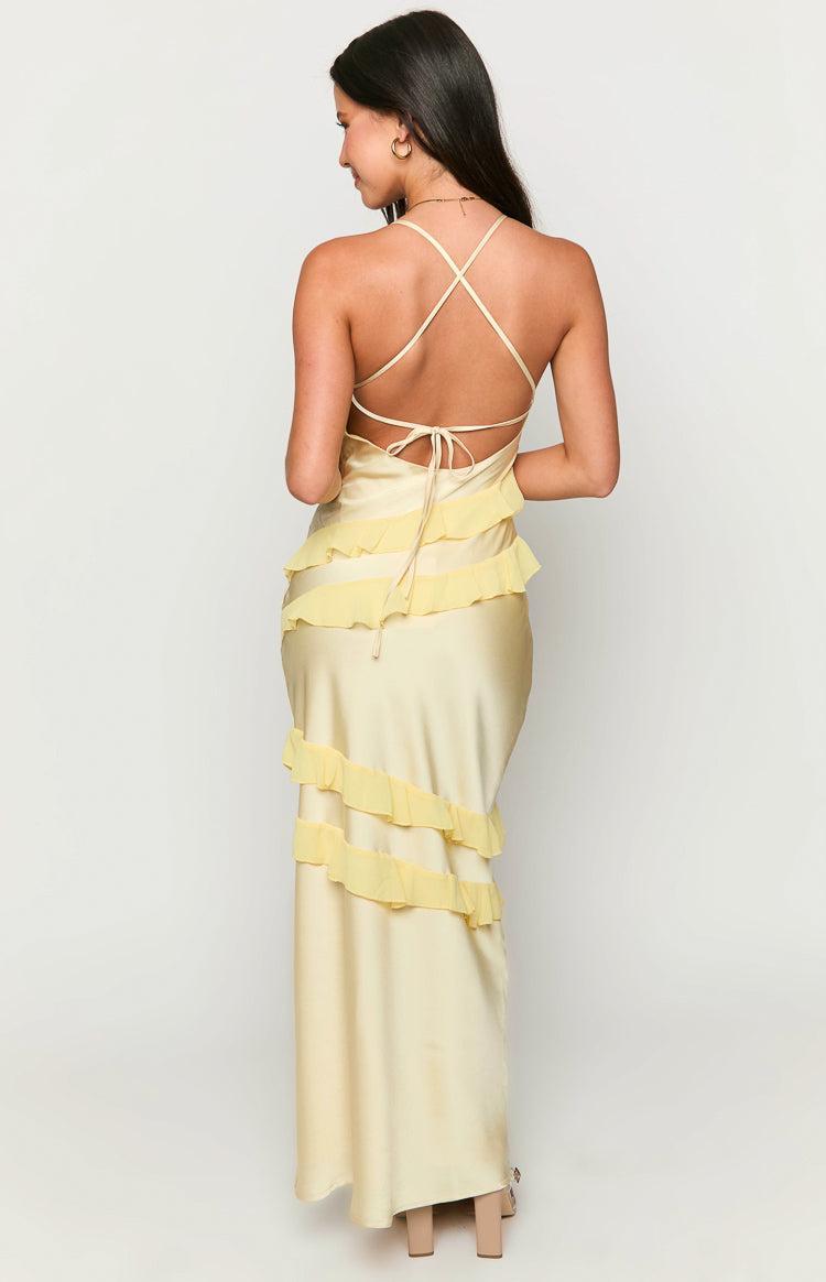 Inara Yellow Ruffle Maxi Dress Product Image