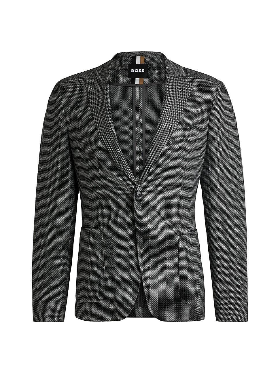 Mens Slim Fit Jacket in Micro Patterned Stretch Cloth Product Image