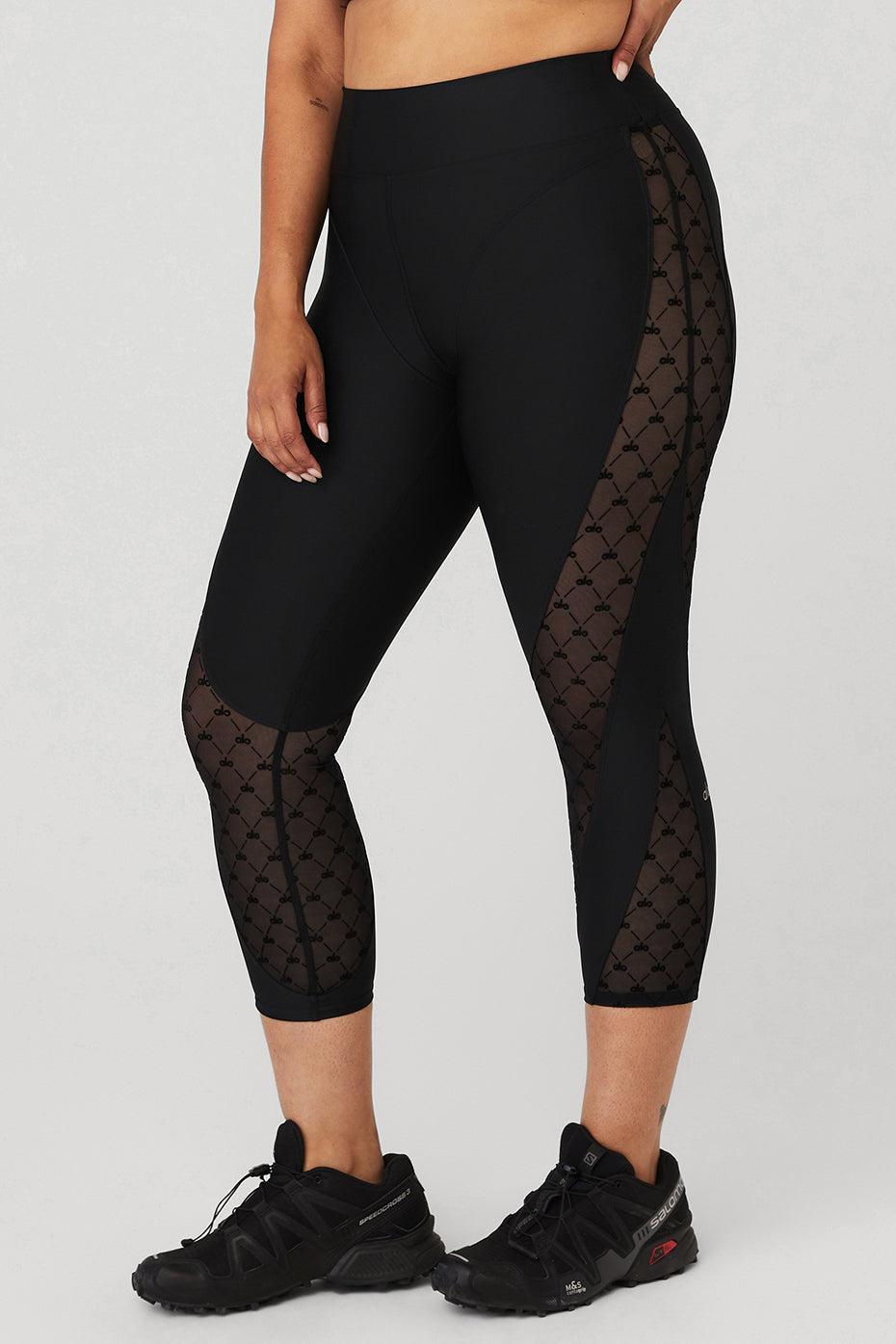 Airlift Mesh High-Waist Celeste Capri - Black Product Image