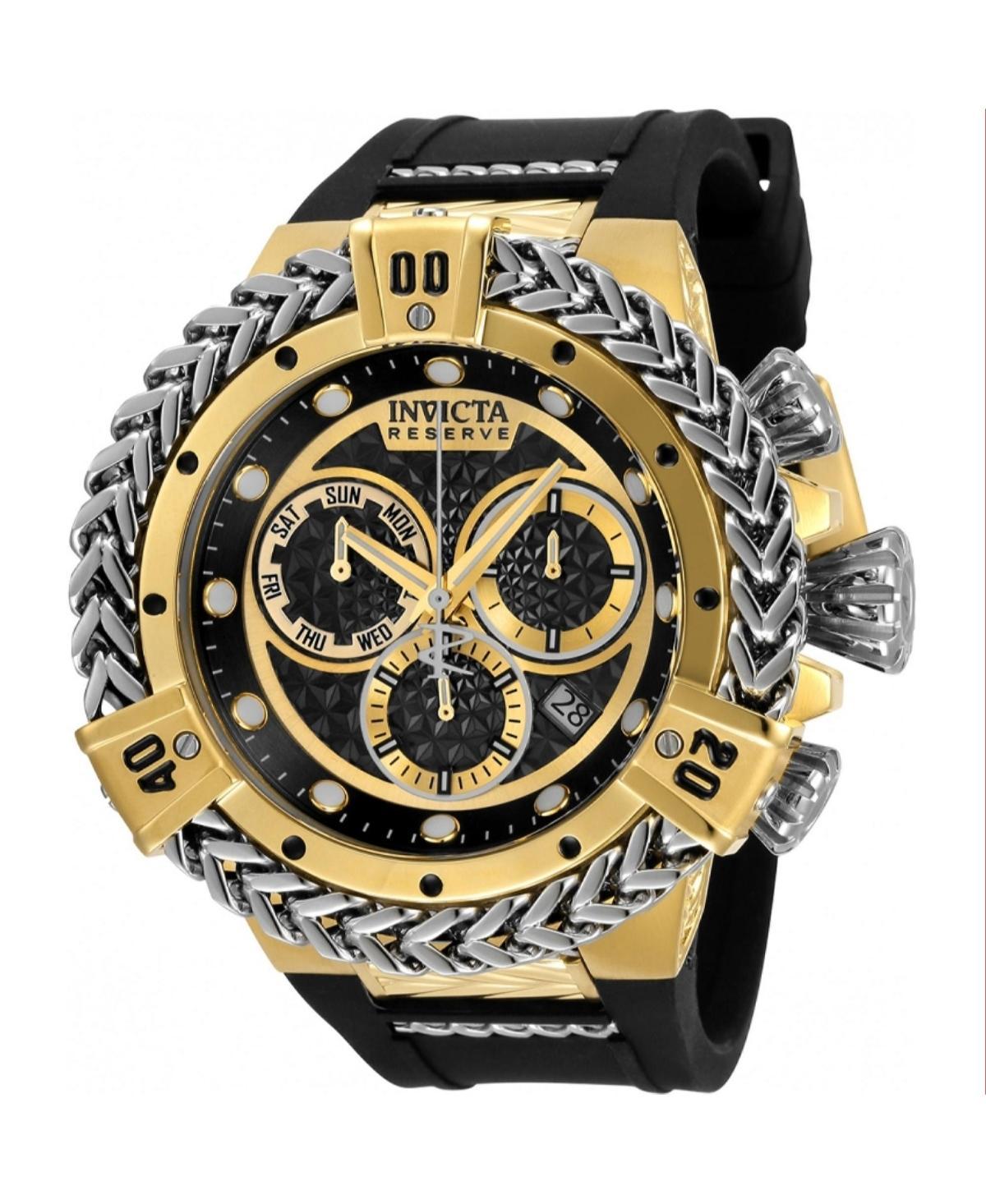 Invicta Mens 33154 Reserve Quartz Chronograph Black, Gold Dial Watch - Black Product Image