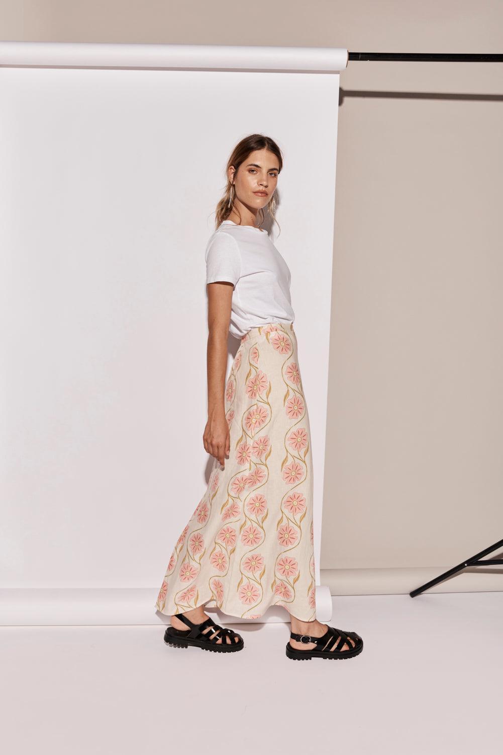 Ari Linen Maxi Skirt Bloom Product Image