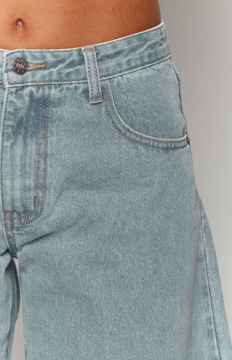 Lioness Washed Blue Denim Horseshoe Jeans Product Image