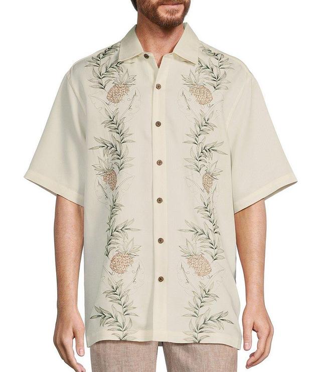 Caribbean Embroidered Pineapple Short Sleeve Woven Shirt Product Image